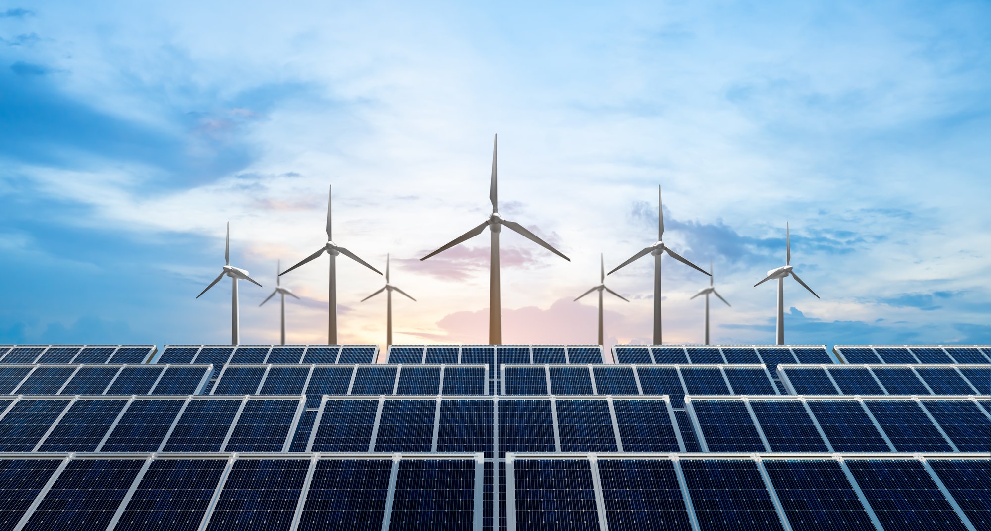 Wind turbines and solar panels